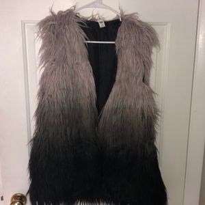 Black and gray fur vest